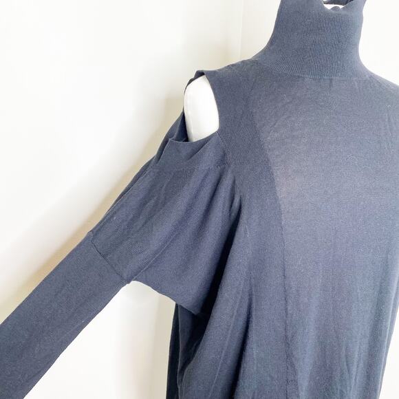 ALLSAINTS Cecily Black Asymmetrical Turtle Neck Sweater Dress Small - Picture 4 of 9